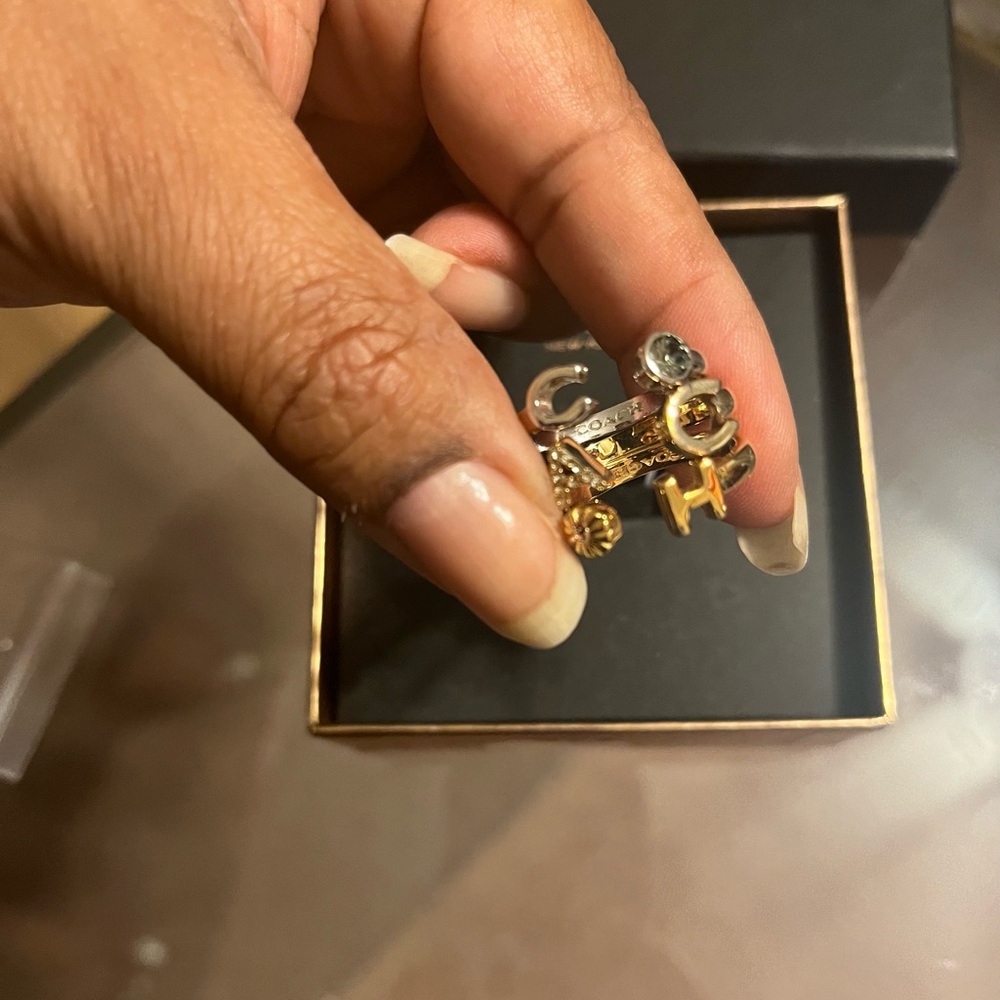 Authentic tri-color coach ring, fashion jewelry, size 7, adjustable